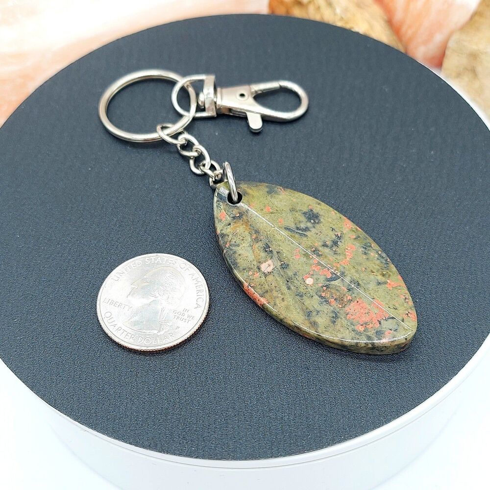 Ocean Jasper Stone Keychain with Swivel Hook Natural Gemstone - Picture 5 of 5